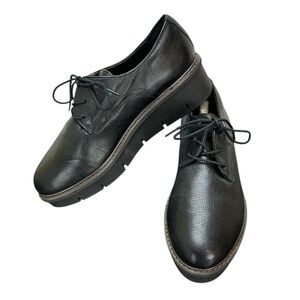 Clarks Airabell Tye Black Leather‎ Oxford Shoes 8.5W Lace Up Platform Wedge